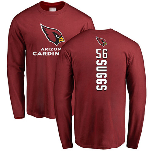 Arizona Cardinals Men Maroon Terrell Suggs Backer NFL Football #56 Long Sleeve T Shirt